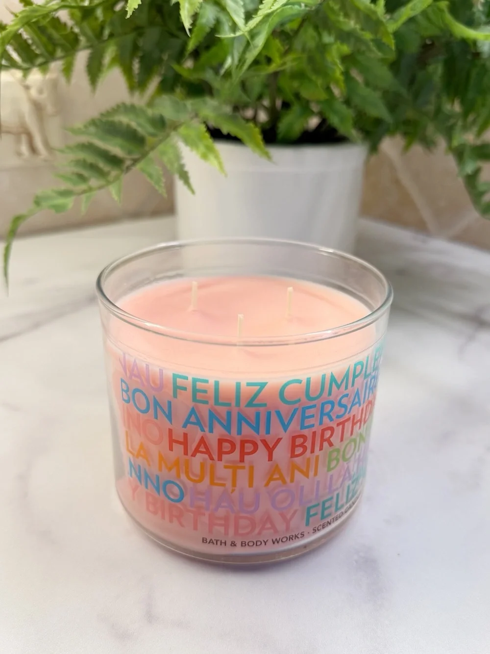 Bath & Body Works Happy Birthday Cranberry Pear Bellini 3-Wick Candle New